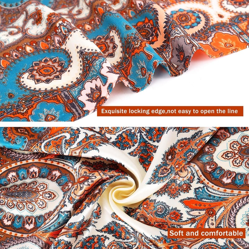 GERINLY 35 Inch Wild Rag Cowboy Scarves for Men, Large Rancher Neckerchief Silk Feel, Oversize Western Bandana - Image 5